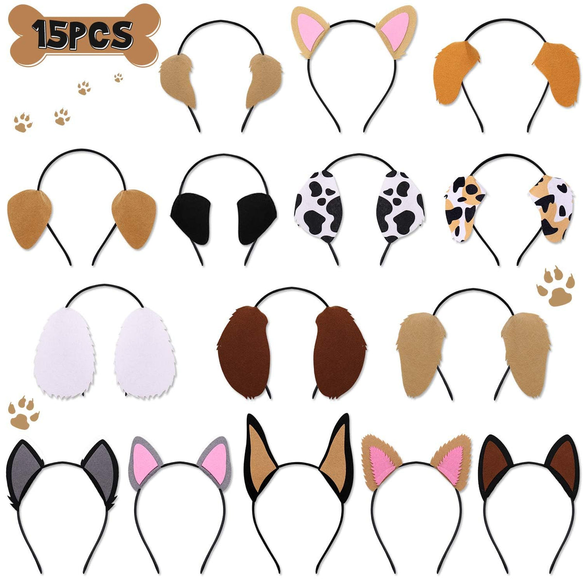 CiyvoLyeen puppy ears headbands assortment for events.