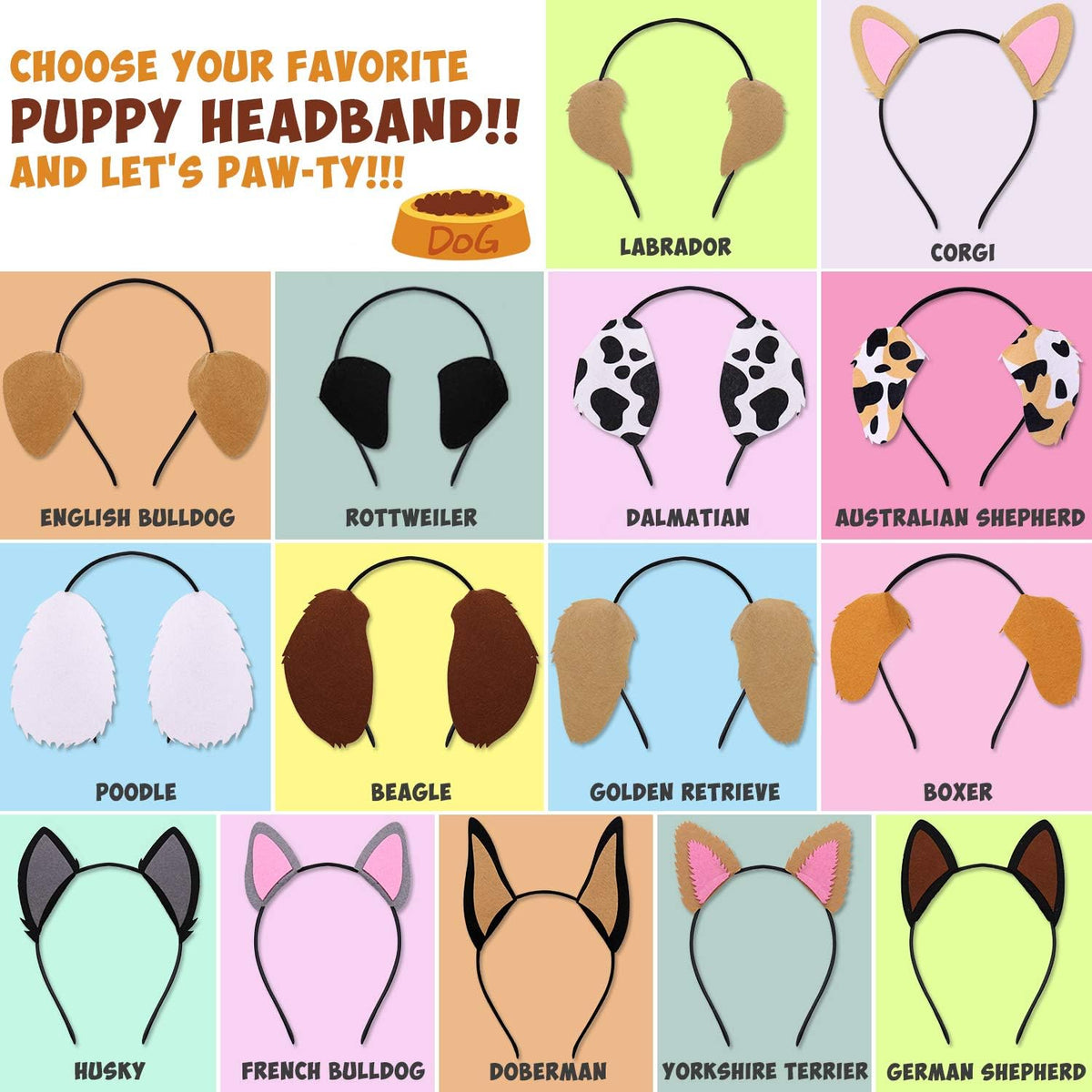 CiyvoLyeen plush puppy ears headbands ideal for dress-up.