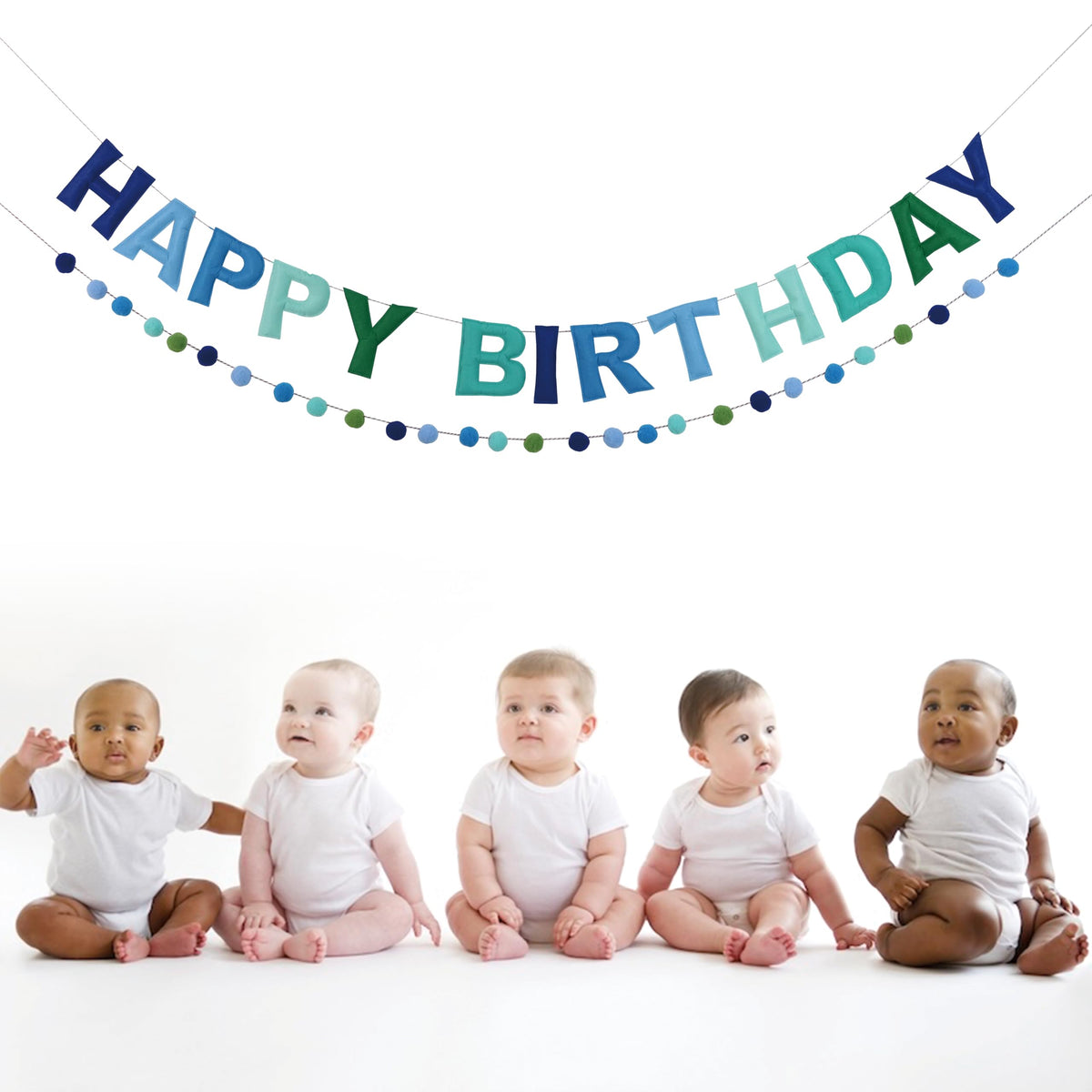 CJDCXY handmade 3D birthday garland showcases durable stitching for reuse.