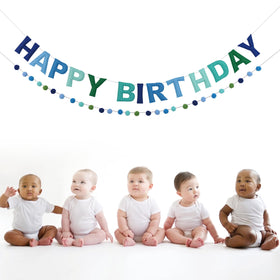 CJDCXY handmade 3D birthday garland showcases durable stitching for reuse.