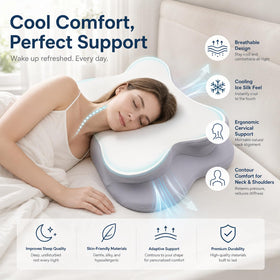 CJEODAJ Mellow Cloud Pillow memory foam close-up shows contouring support.