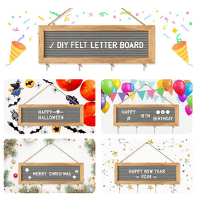 CJIAWYS felt letter board on wall with 340 letters
