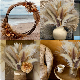 CKBT dried flower bundles create warm centerpieces for dining tables