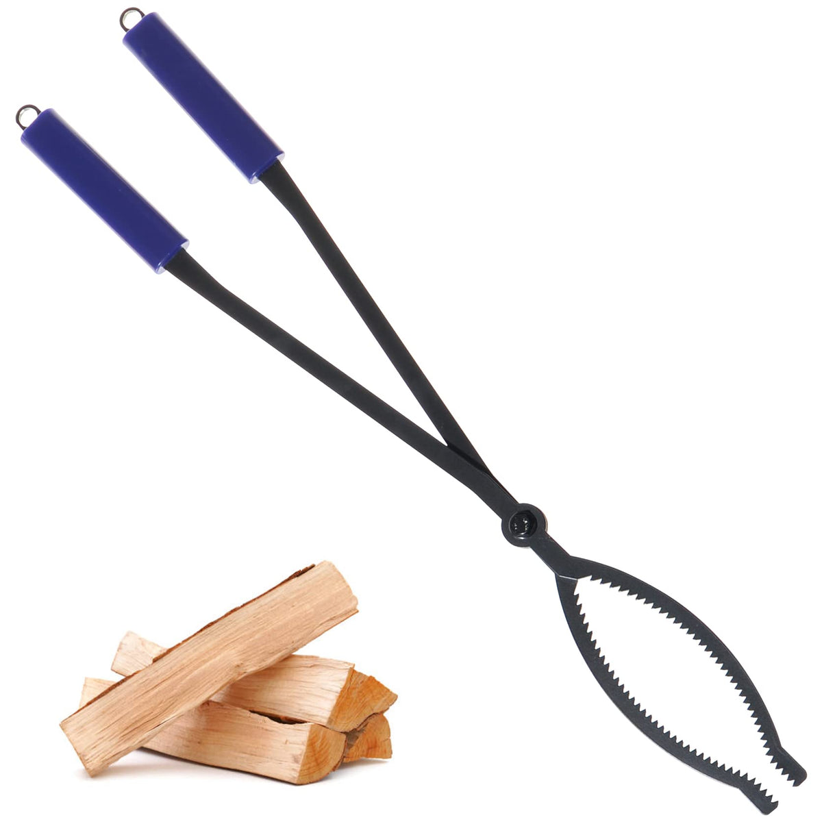 CKLT 28 inch firewood tongs log grabber gripping thick logs safely.