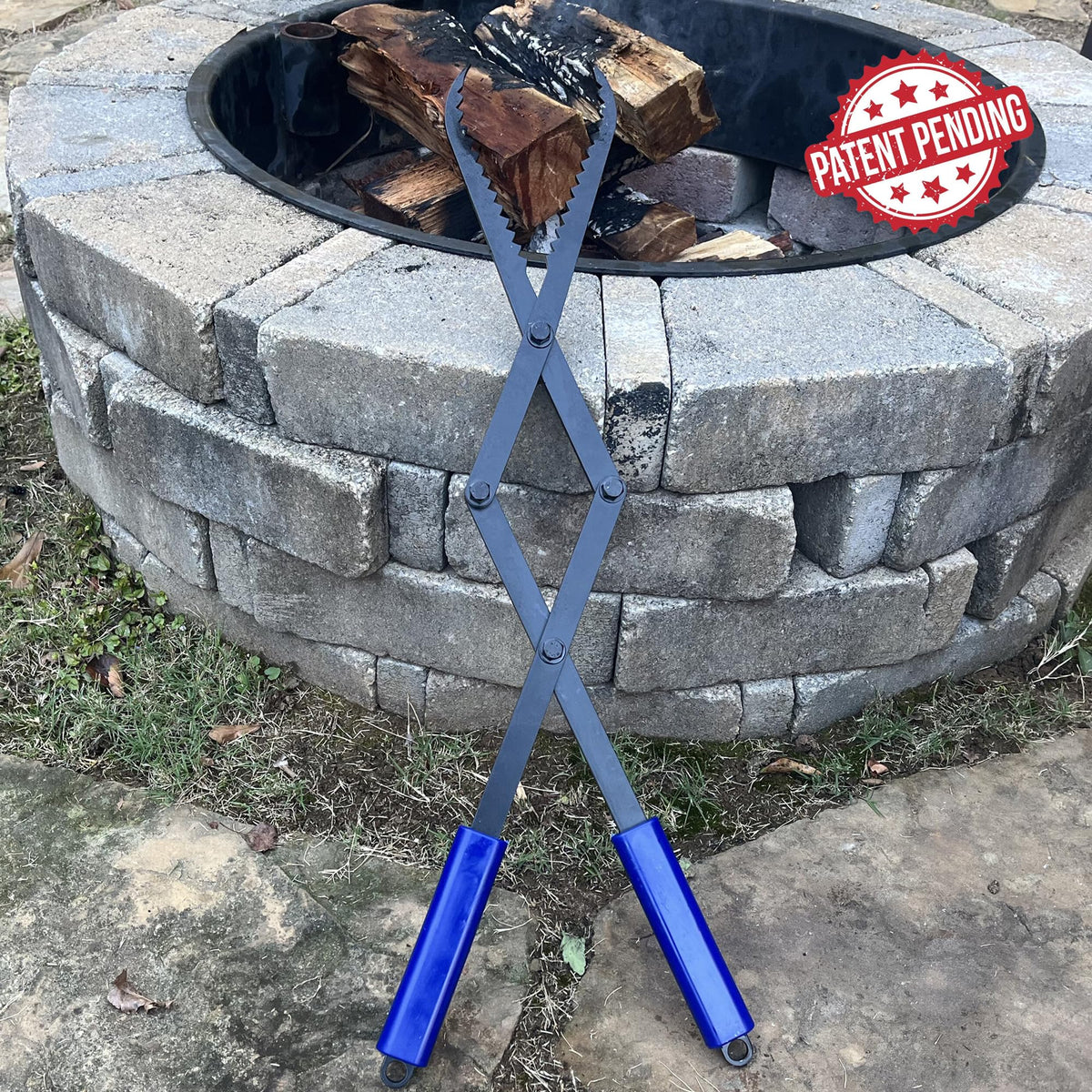 CKLT firewood tongs 28in with scissor serrated design secures logs of all sizes safely