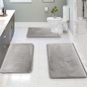 Clara Clark 3-piece bath rug set with non-slip backing for safety.