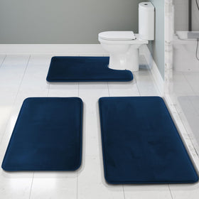 Clara Clark small 17x24 bath mat set with plush velvet fleece for soft comfort