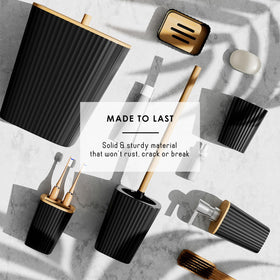 Clara Clark black bathroom trash can offers a clean, minimalist look.