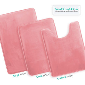 Clara Clark contour pink velvet bath mat fits around the sink with cushioned comfort.
