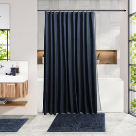 Clara Clark fabric shower curtain with liner delivers wrinkle-free performance.