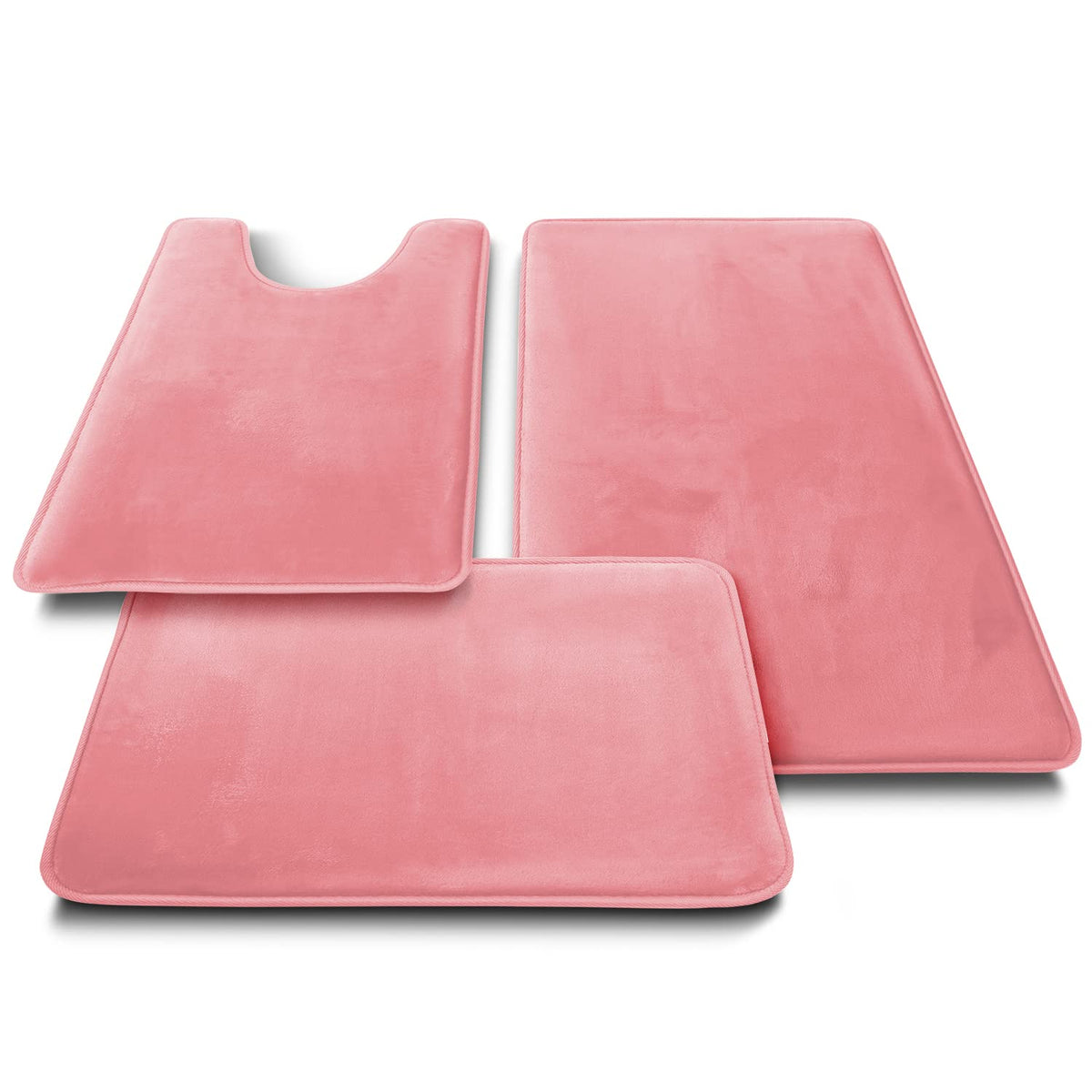 Clara Clark fast-drying pink bath mat minimizes dampness after showers.