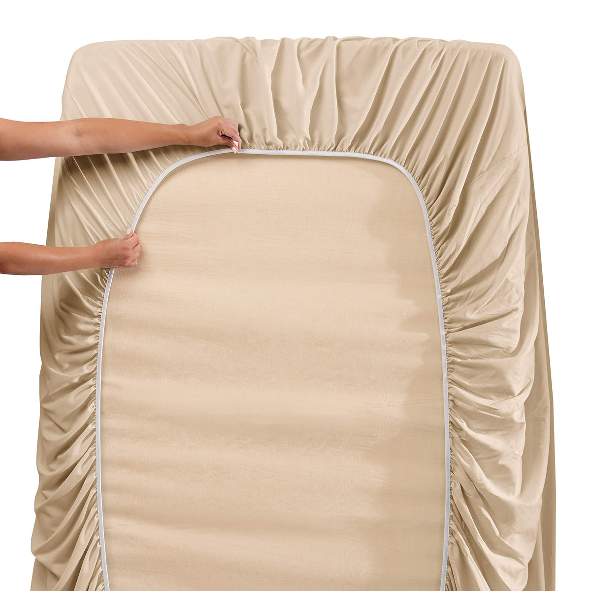 Clara Clark Flex Top King sheets closeup brushed microfiber emphasizing durability and ease of care