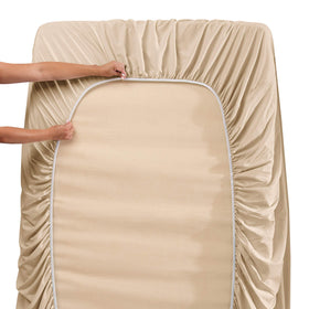 Clara Clark Flex Top King sheets closeup brushed microfiber emphasizing durability and ease of care