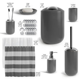 Clara Clark gray bathroom set shower curtain liner shows leak protection and weight