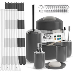 Clara Clark gray bathroom set shower curtain in modern styling for a durable look