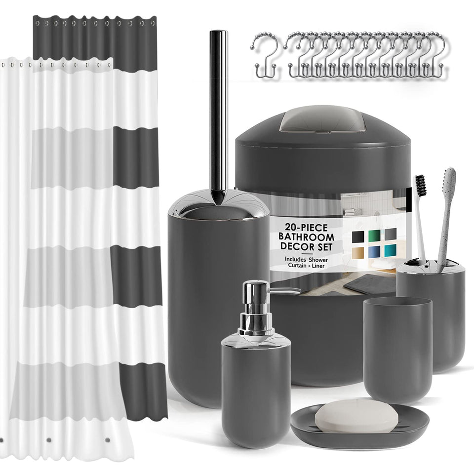 Clara Clark gray bathroom set shower curtain in modern styling for a durable look