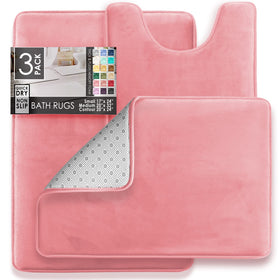 Clara Clark large pink velvet memory foam bath mat provides full coverage and soft support.