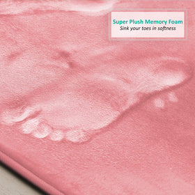 Clara Clark machine-washable pink bath rug cleans easily and dries quickly.