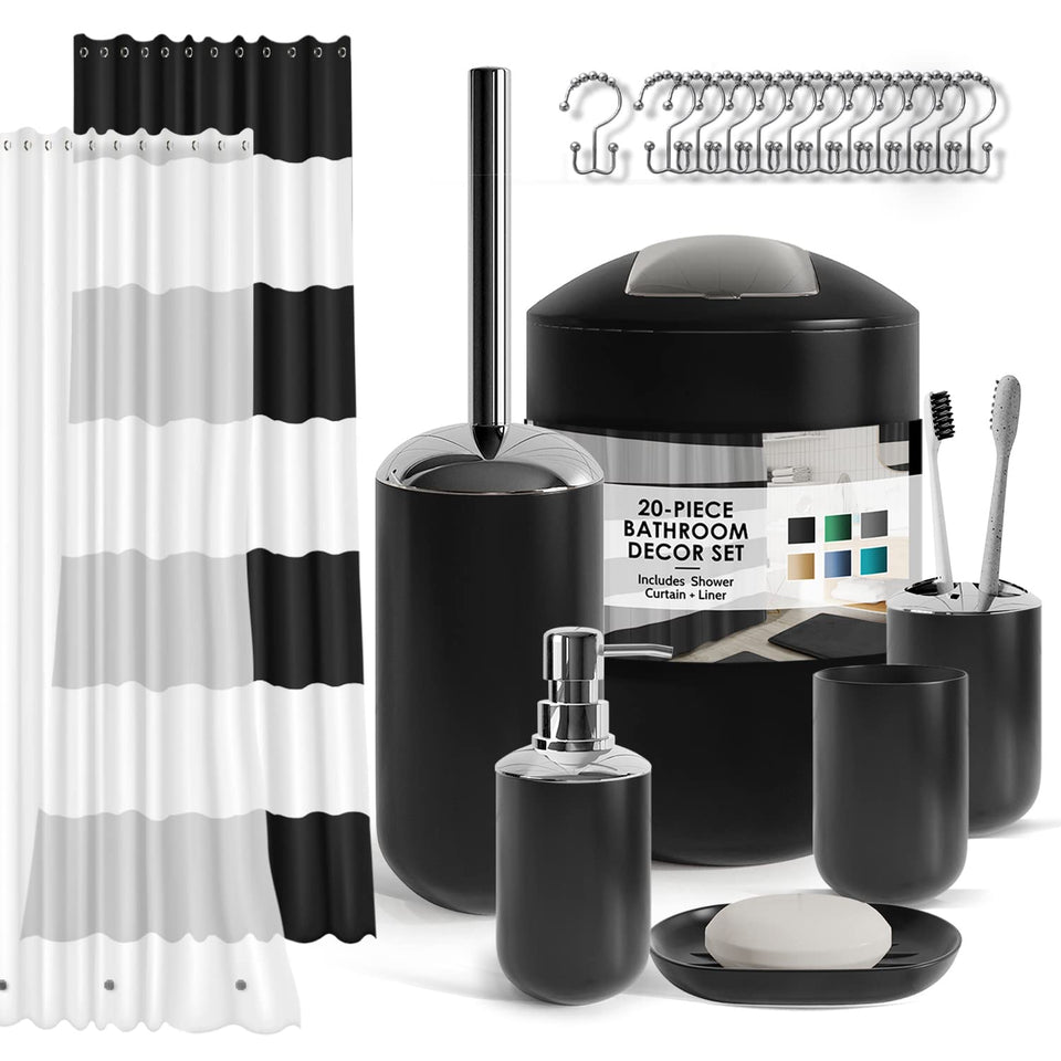 Clara Clark matte black bathroom set full view showing cohesive collection on a modern vanity