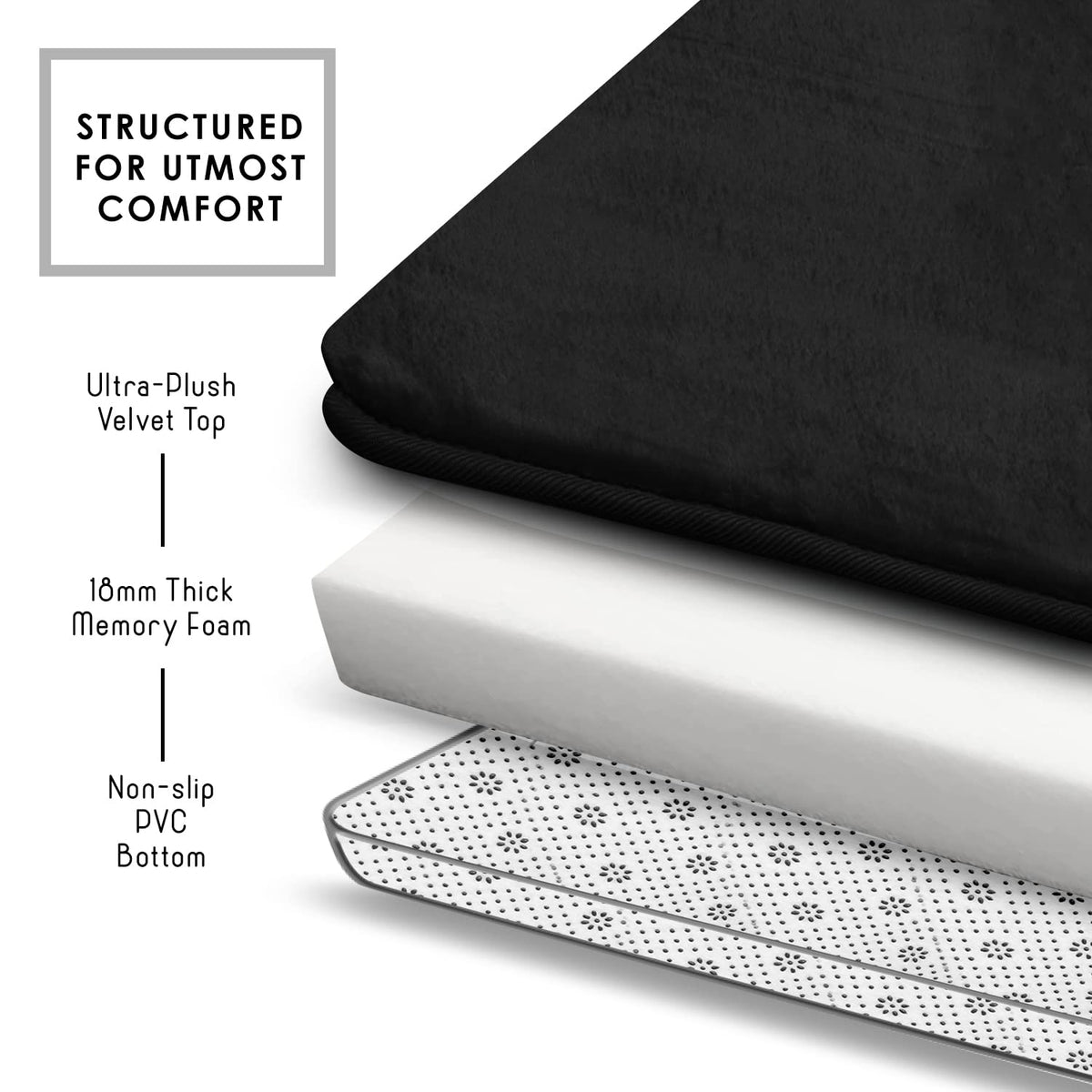 Clara Clark memory foam cushioning rug offering cushioned feel under feet.