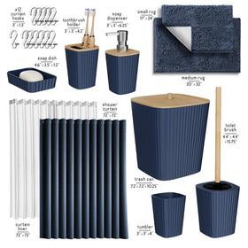 Clara Clark navy bathroom rugs emphasize soft chenille and high absorbency.