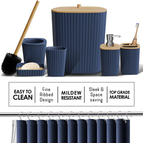 Clara Clark navy bathroom set soap dispenser blends style with practical hand soap storage