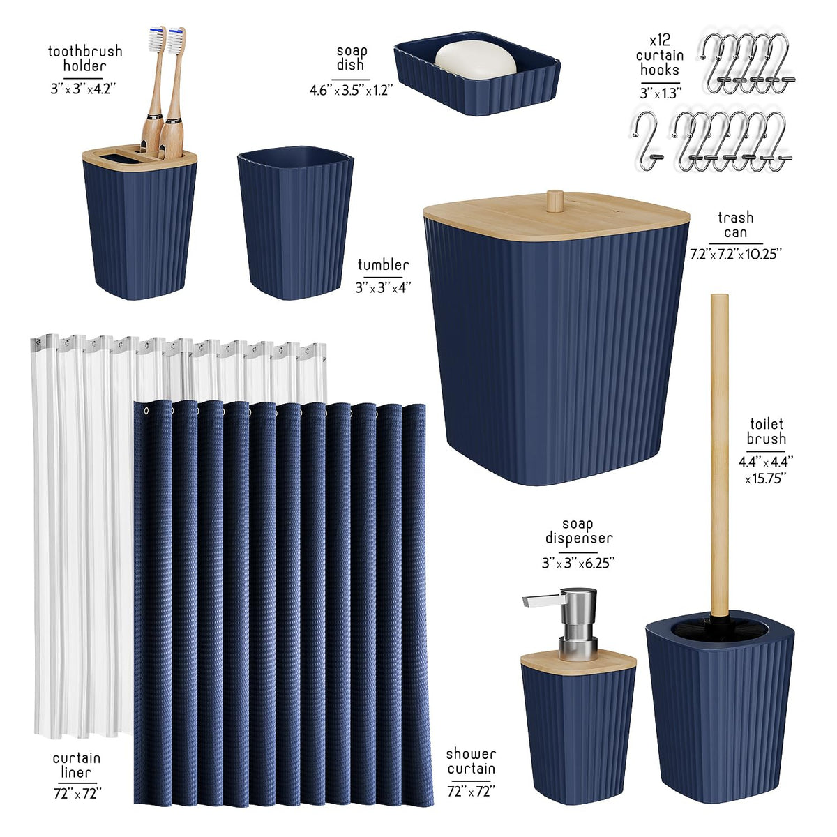 Clara Clark navy bathroom set tumbler for rinsing and easy access