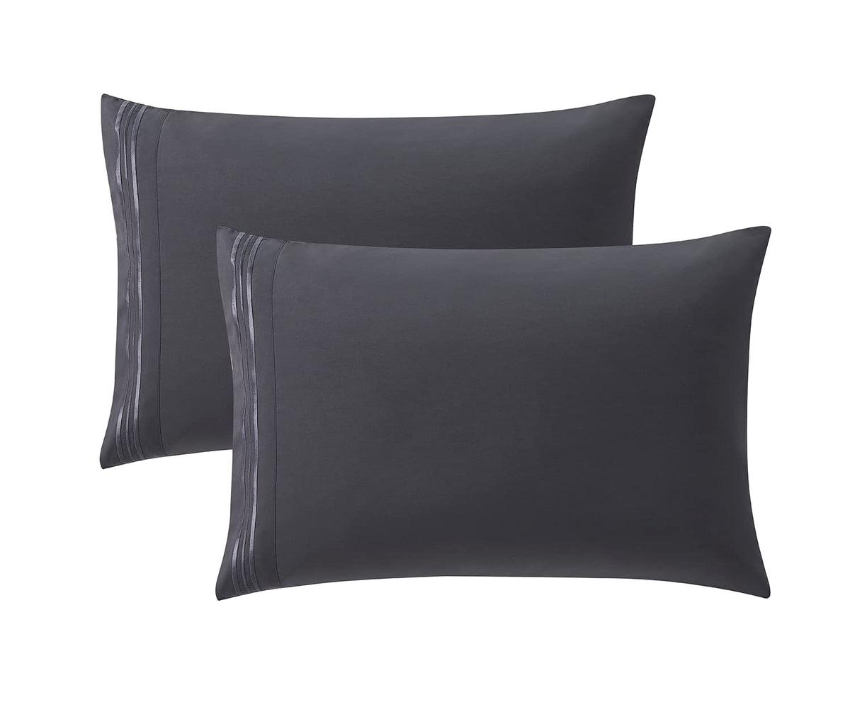 Clara Clark Premier 1800 series in charcoal fabric resists wrinkles for a neat look