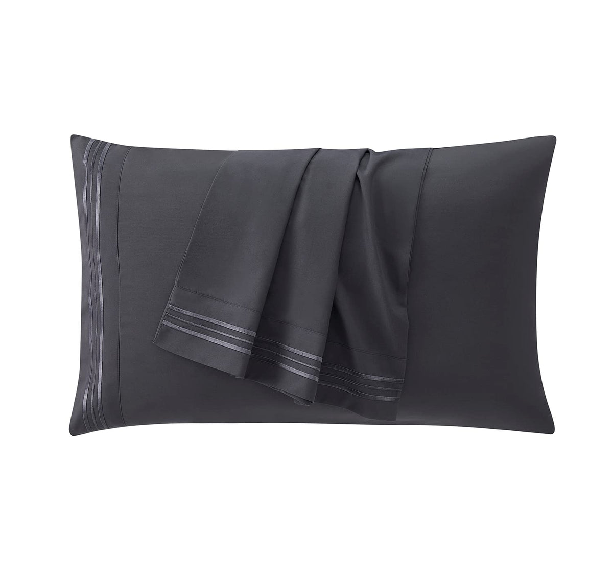 Clara Clark Premier 1800 deep-pocket fit in charcoal for memory foam toppers