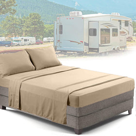 Clara Clark RV Queen fitted sheet navy, secure elastic for a snug fit.