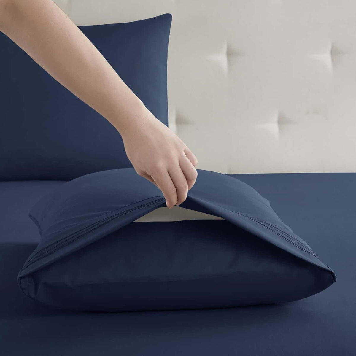 Clara Clark RV Queen pillowcase navy, durable and easy to care.