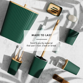 Clara Clark soap dish in green keeps essentials within reach.