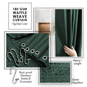 Clara Clark soap dispenser in green enhances bathroom ease of use.