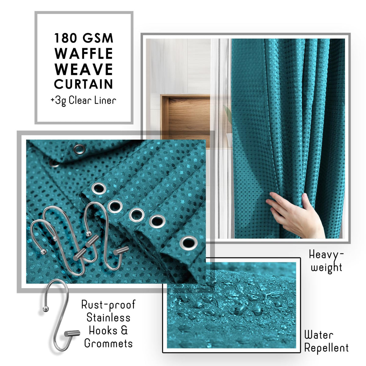 Clara Clark teal soap dispenser adds convenient hand-washing at a glance.