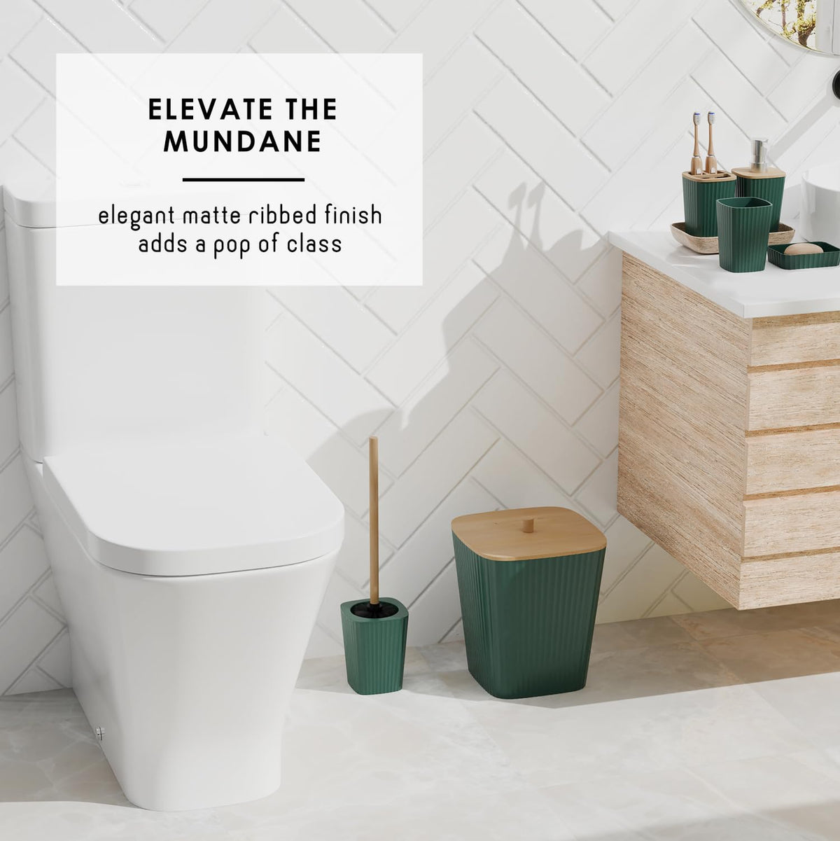 Clara Clark toilet brush holder in green for tidy storage.