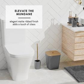 Clara Clark toilet brush holder keeps the bathroom tidy and coordinated.