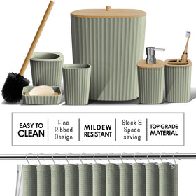 Clara Clark sage green toothbrush holder with matching tumbler for organized counters