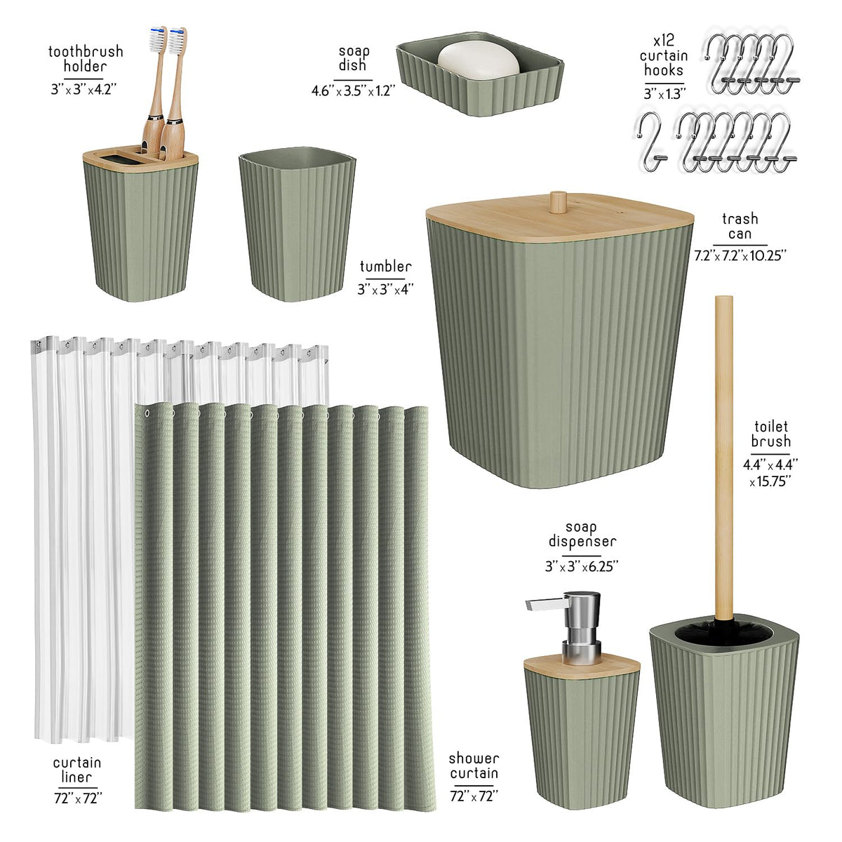 Clara Clark toothbrush holder in sage green for tidy counters.