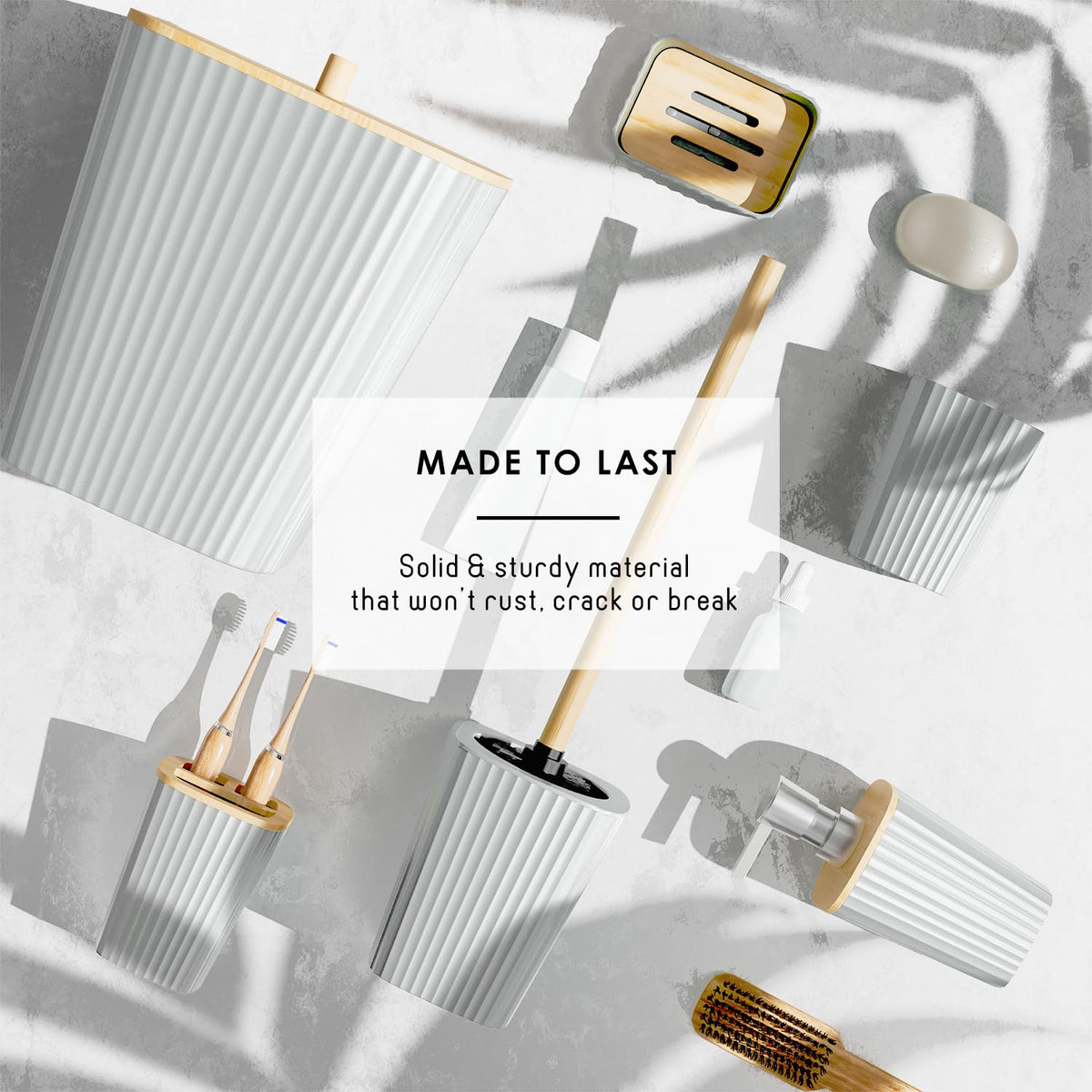 Clara Clark trash can offers discreet waste storage with a cohesive look.
