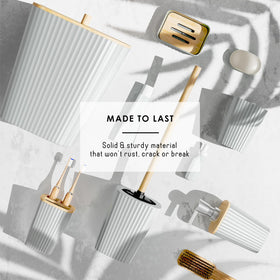 Clara Clark trash can offers discreet waste storage with a cohesive look.