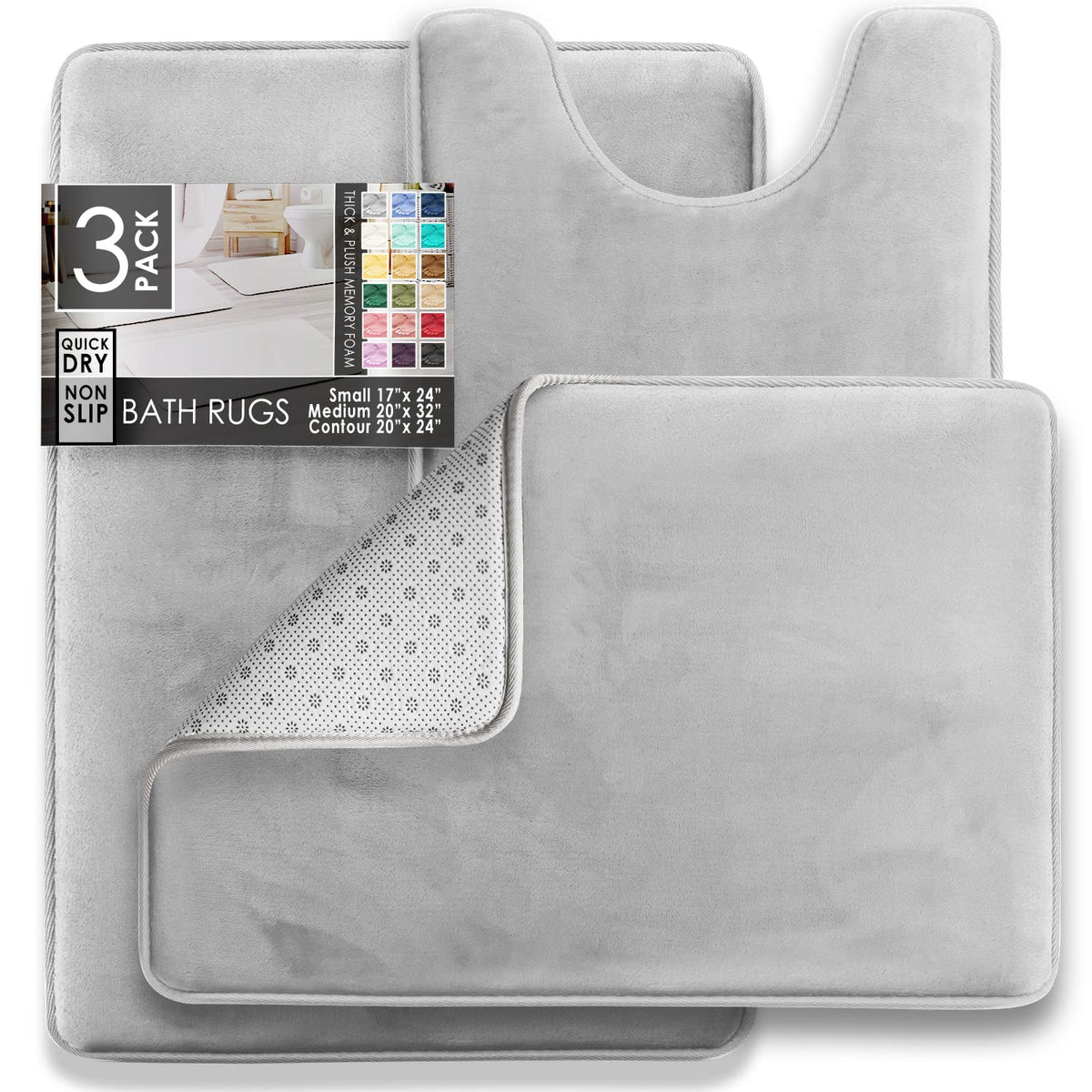 Clara Clark velvet memory foam bath mats for plush underfoot comfort.