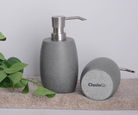 Clasin Home two dispensers displayed on a bathroom shelf for easy access.