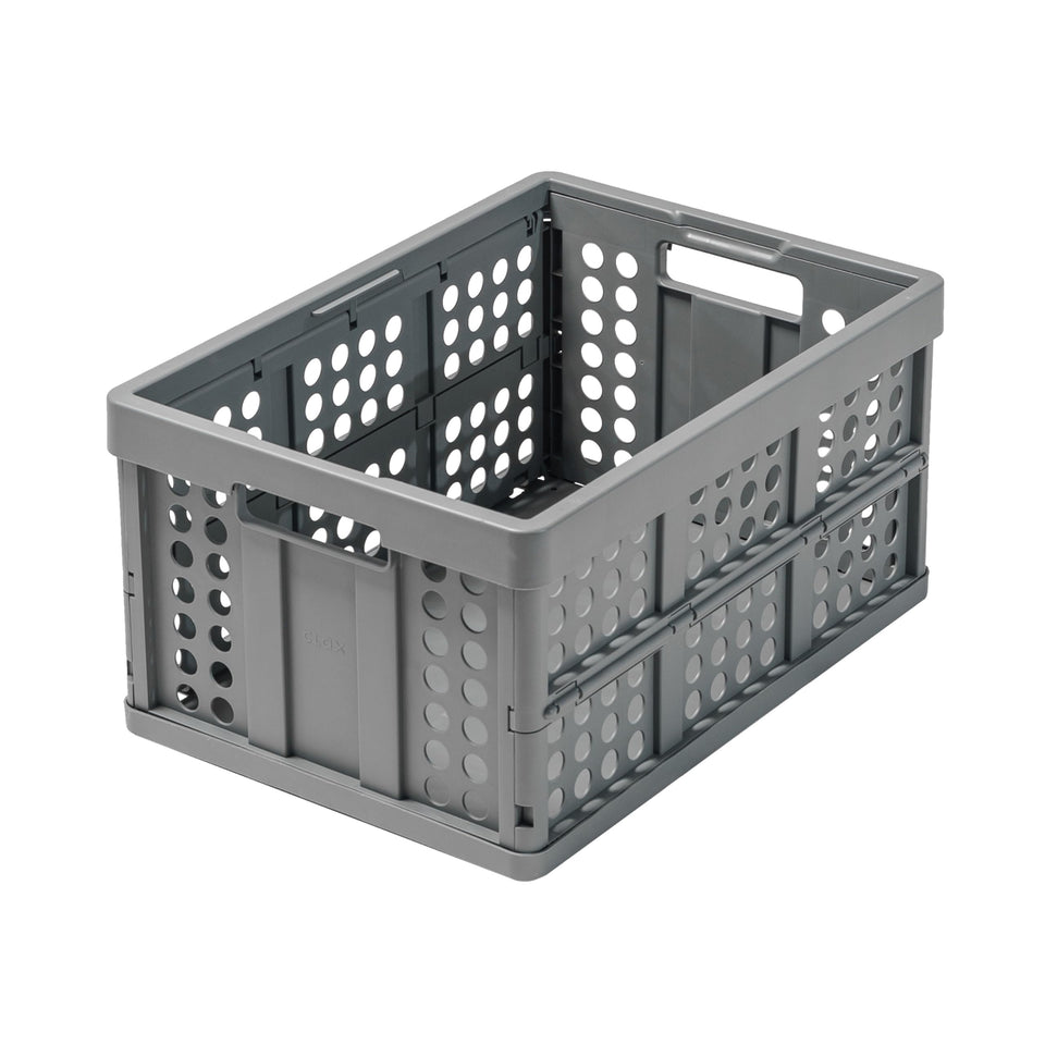 Clax crate closed dimensions show a slim profile for compact storage.