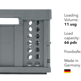 Clax crate opened dimensions reveal tall interior for easy loading and access.