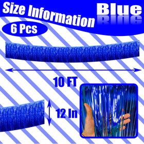 Clayghsen blue fringe garland adds metallic sparkle to stage performances.