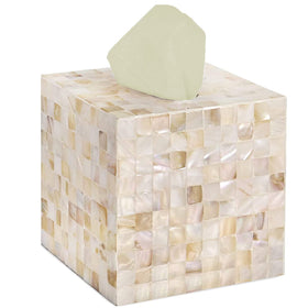 CLAYNIX mosaic mother of pearl tissue box cover adds luxury to any bathroom.