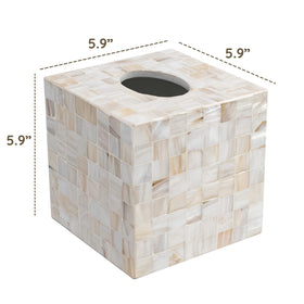 The square 5.9-inch CLAYNIX cover fits most standard tissue boxes for easy replacement.