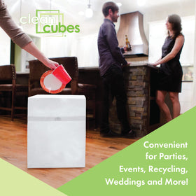Clean Cubes 3-pack with fitted bags ready for trash and recycling.