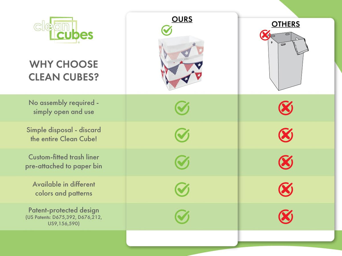 Clean Cubes award-winning, recycled-paper design showcased in media.