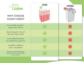 Clean Cubes 17x13.5x10 inch bin dimensions show clear capacity at events